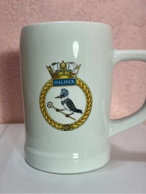 HMCS Halifax FFH 330 Mug Royal Canadian Navy Commemorative Kingfisher Bird Logo